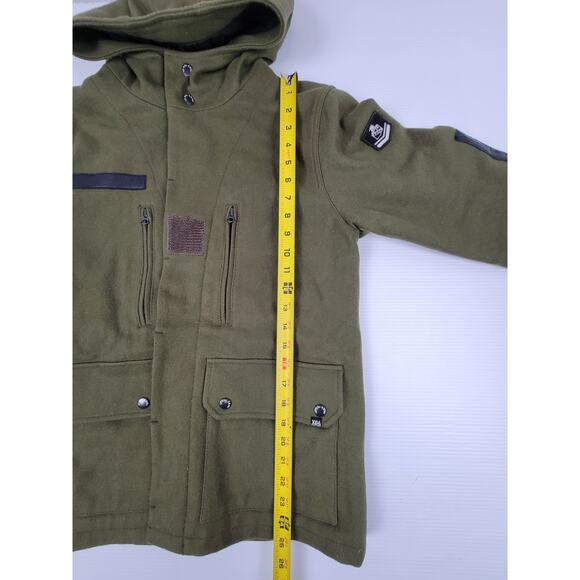 Izzue IZ-X04-Army Green Wool Blend Mens Large Button Military Style Heavy Jacket - Picture 12 of 16